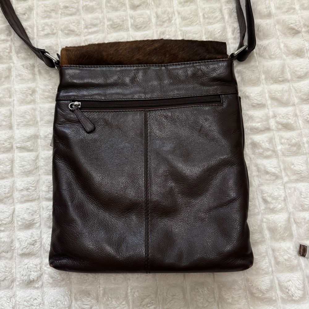 Ili New York Cowhide Leather Brown Crossbody Boho Festival Western Southwestern - Picture 3 of 9